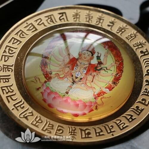 PURE COPPER EVIL MIRROR KUAN YIN BODHISATTVA DECORATION BUDDHA FA FA CRAFTS BUDDHIST SUPPLIES BRONZE MIRROR ORNAMENTS