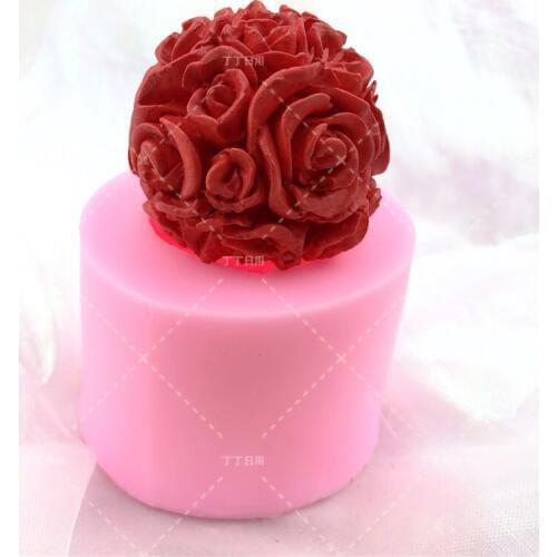 DIY Flower Rose Ball Shape Silicone Fondant Soap 3D Cake Mold Cupcake Jelly Chocolate Decoration Baking Tool Moulds FQ3360