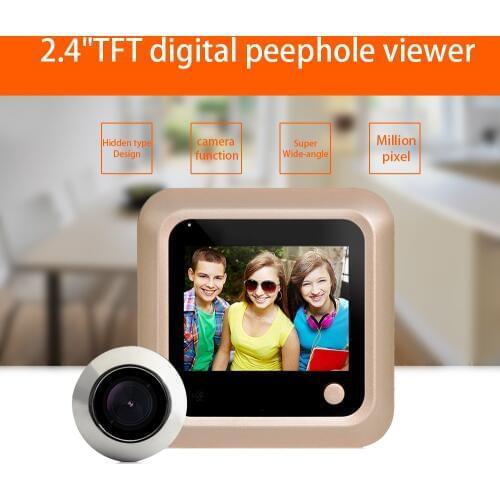 Peephole Door Camera 2.4Inch Color Screen With Electronic Door LED Lights Video Door Viewer Video-eye Home Security
