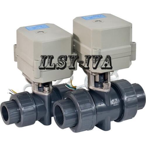 BSP or NPT 1/2",3/4",1",1 1/4",1 1/2",2" Electric PVC Ball Valve,AC/DC9~24V 2 wires control motorized ball valve