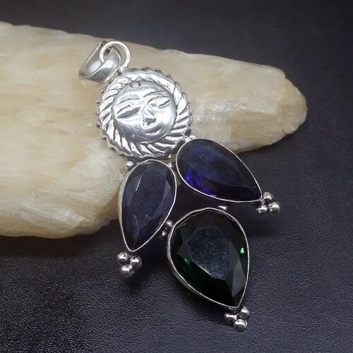 Gemstonefactory Jewelry Big Promotion 925 Silver Sapphire Color Blue Topaz Wedding Women Ladies Gifts Necklace Pendant 1272