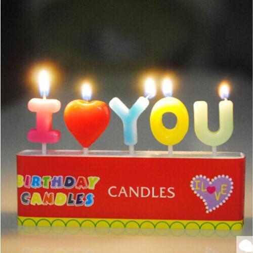 Hot sale lovers letter candles I love you birthday creative candle iloveyou birthday candles set