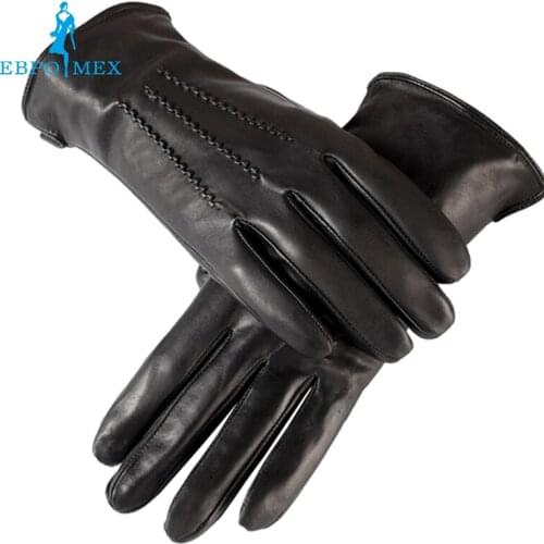 Sell well Gloves men ,Genuine Leather,leather men gloves,mens black gloves,Warm lined,Leather gloves men EBPOMEX