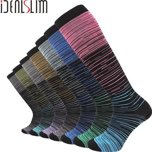 IDEALSLIM 7 Pairs Running Compression Socks Stockings Men Women Sports Socks for Marathon Cycling Football Varicose Veins