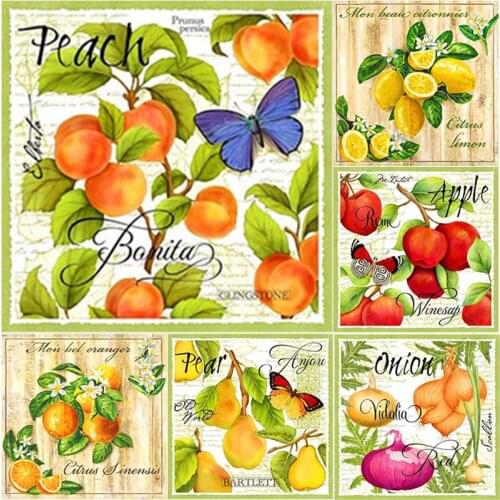 5D DIY Scenery Diamond Painting Oil Painted Fruit Diamond Embroidery Cross Stitch Full Square Round Drill Manual Gift Home Decor