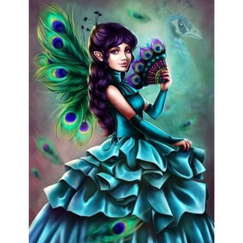 NEW Arrival 5D DIY Full ROUND Diamond painting Cross stitch Cartoon phoenix girl Mosaic diamond Embroidery home decor gift RT45