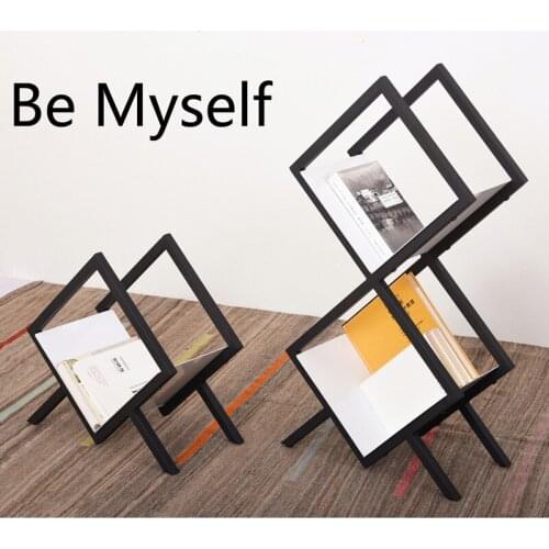 Bookshelf iron floor table creative simple simple single light luxury inclined lattice original purchase