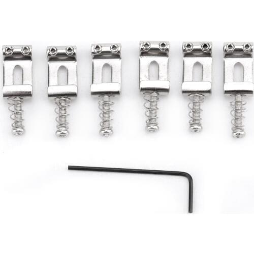 Musiclily Pro 52.5mm 6-String Guitar Bridge Saddle Set for Strat or Tele Style, Chrome