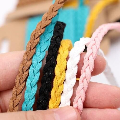 3 Yards / Wide 5mm Korean Leather Cords Handmade Double-sided Suede Braided Wire Beaded DIY Bracelet Jewelry Rope Fashion