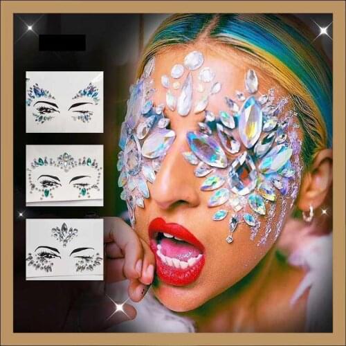 Face Crystals Rhinestone Sticker Chest Acrylic Rhinestones Glass Festival Party Body Temporary Tattoo Fashion Jewelry Strass DIY
