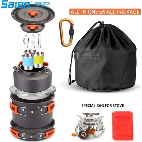 Camping Cookware 24 Piece Outdoor Mess Kit Backpacking| Trailblazing add on | Compact| Lightweight| Durable with Chef Pots