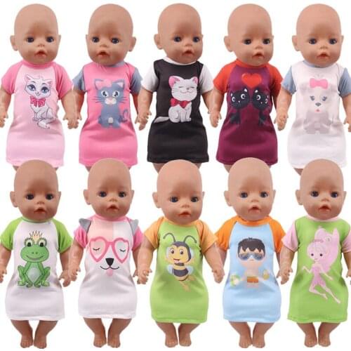 Doll 14 Styles Animal Pattern Cartoon Pajamas For 18 Inch American Doll & 43CM Born Baby Generation Russian DIY Toys