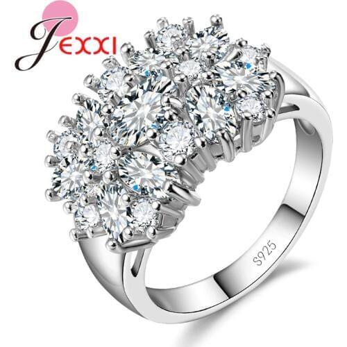 Fashion Hot Multicolor Flower Shaped Zircon Crystal Holiday Christmas Wedding Party Ring Lady 925 Sterling Silver
