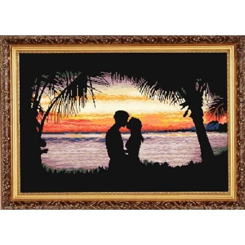 Free delivery Top Quality popular counted cross stitch set kissing at sunset kiss DOME 110110