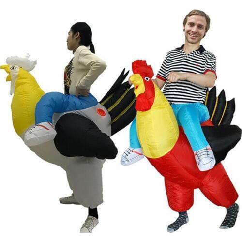 Adult Cock Inflatable Costume Halloween Party Outfits Animal Rooster Cosplay Costume for Women Men Carnival Dress