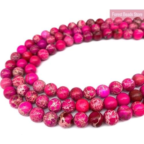 Natural Stone Rose Pink Sea Sediment Turquoise Imperial Jaspers Round Beads Diy Bracelet for Jewelry Making 15" Strand 6 8 10MM