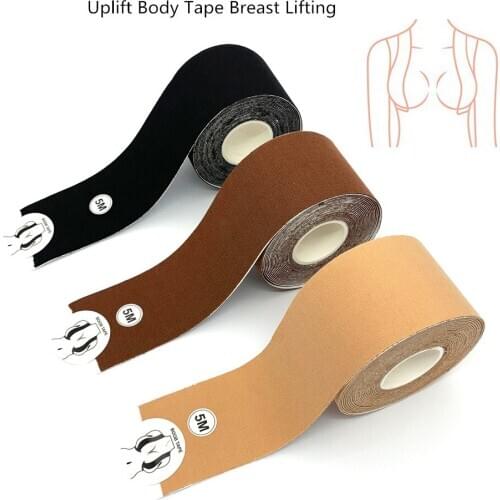 2020 New 5M/Roll Breast Lift Tape Boobtape Bra Nipple Cover Women Breathable Safe Invisible Silicone Boob Tape Black Brown Nude