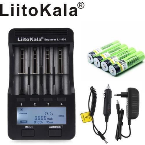 NEW LiitoKala lii-500 3.7V 18650 26650 charger+ 4pcs 3.7V 18650 3400mAh INR18650B Rechargeable Battery For Flashlight batteries