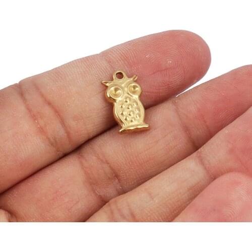 5Pcs/Lot Stainless Steel Owl Charms Pendant 15x9mm Animal Pendants For Jewelry Making Accessories Diy Handmade Jewelry