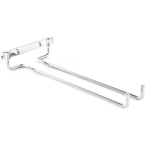 Hanging Wine Glass Rack Single Row Stemware Cafe Restaurant Iron Holder Silver