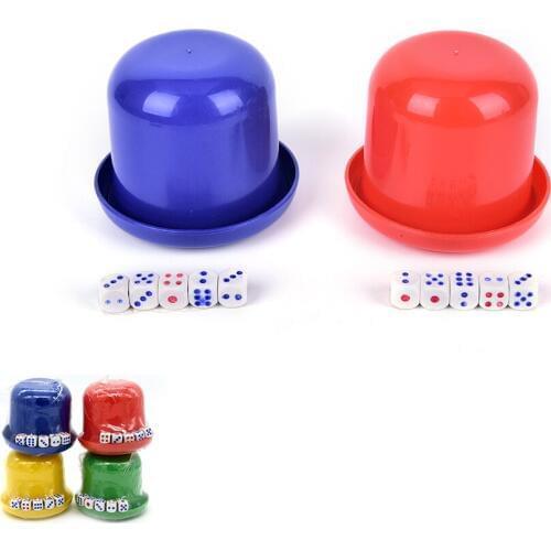 Colorful KTV Bar Gambling Casino Printing Dice Cup Dice Cover White Dice Manual Dice cups Game 10mm 6*5