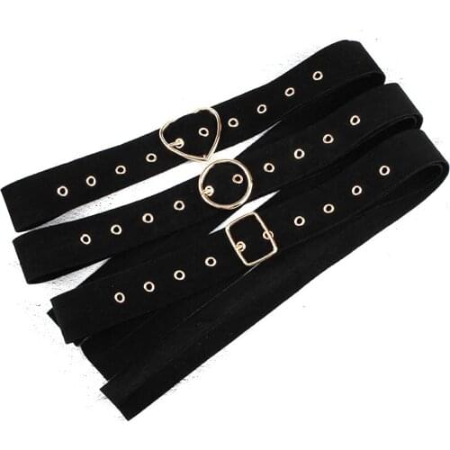 1pcs Wide long black Velvet fabric corset Cummerbunds Women fashion metal Geometric buckle belt ladies Dress waistband accessory
