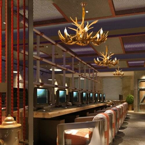 Antler Chandelier Retro Industrial Wind Lamps Restaurant Internet Cafe Decoration Chandelier European Resin Chandelier Lighting