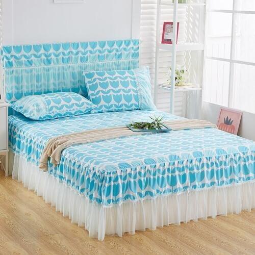 Romantic Lace Bed Skirt Sanding Soft Bedspreads Fashional Fitted Sheet Twin Queen Bedspread for Girl Room Home Decoration