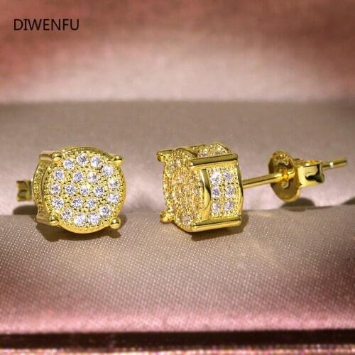 Real Diamond Earrings for Women 14K Yellow White Gold Romantic Wedding Peridot Bizuteria Stud Earring Round Fashion Fine Jewelry