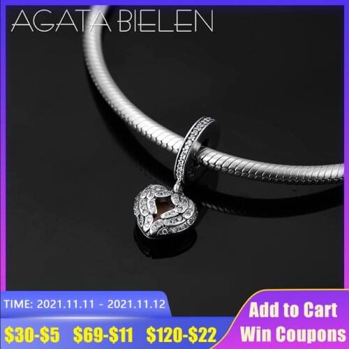 925 Sterling Silver like heart shape clear CZ fine Pendant Charm Beads Fit Original europeu Charm Bracelet Jewelry making