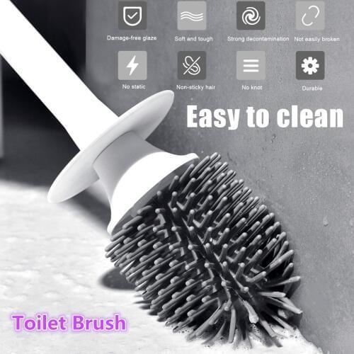 Soft Toilet Brush Rubber Head Holder Cleaning Brush For Toilet Wall Hanging Household Floor Cleaning Bathroom Accessories