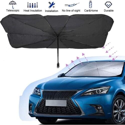 Car interior folding sunshade umbrella for front windshield sunshade, anti-ultraviolet, retractable folding sun block, sunscreen