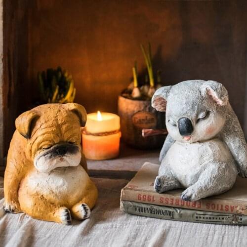 Fun Sleeping Dog Resin Sculpture adorns vintage Koala figurines lovers sweet gift home living room decor