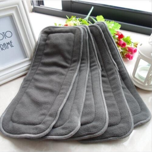 Baby Bamboo Reusable Cloth Diaper Inserts Charcoal Washable Nappy Liners 4 Layers Changing Liners For Nappy Cover Cloth Diaper