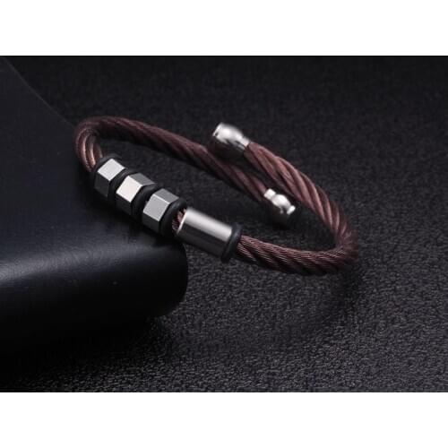 High quality Charm Strand Beads Bangles Men Women Stainless Steel Chain Link Cuff Sporty Bracelets Jewelry