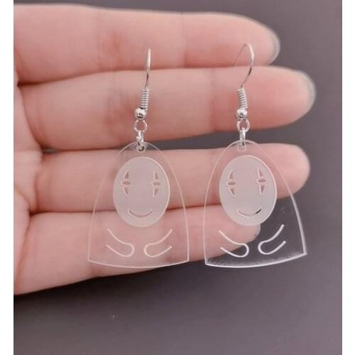 Japanese Spirited Away No Face Man Earrings Miyazaki Hayao Anime Earrings for Women Lovely fish Acrylic Brincos Jewelry