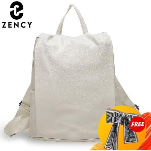 Zency Anti-theft Women Backpack 100% Genuine Leather Black Travel Bag Big Schoolbag For Girls Fashion Female Knapsack Laptop