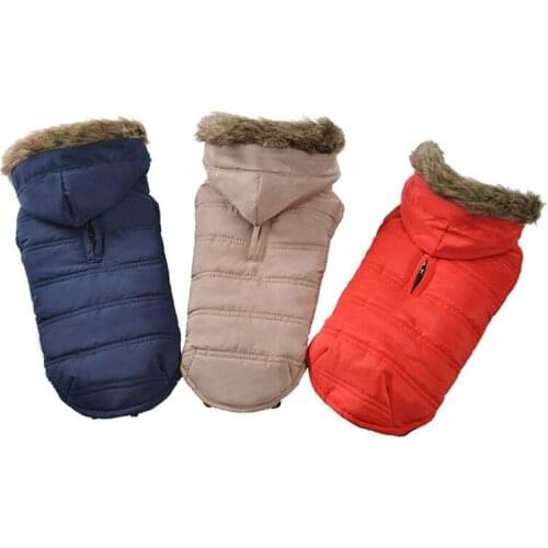 Pet Winter Cotton Padded Coat Sleeveless Hooded Jacket Pet Solid Color Vest Thicken Waterproof Warm Winter Puppy Clothing