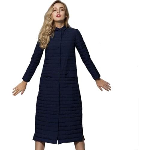 Winter Jacket Women Fashion Spring Autumn White Over Knee Stand Collar Long Coat Ladies Pop Korean Version Lightweight Jackets