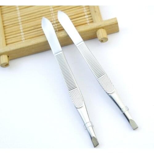 1PCS Eyebrow Hair Tweezers Professional Eyebrow Hair Removal Tweezer Flat Tip Tool Stainless Steel Convenient Small No Rust