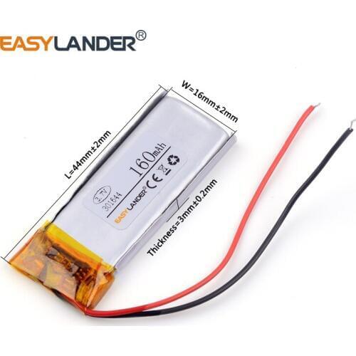 10pcs /Lot 3.7v lithium Li ion polymer rechargeable battery 301644 160mAh use MP3 MP4 MP5 GPS Digital Products Free Shipping