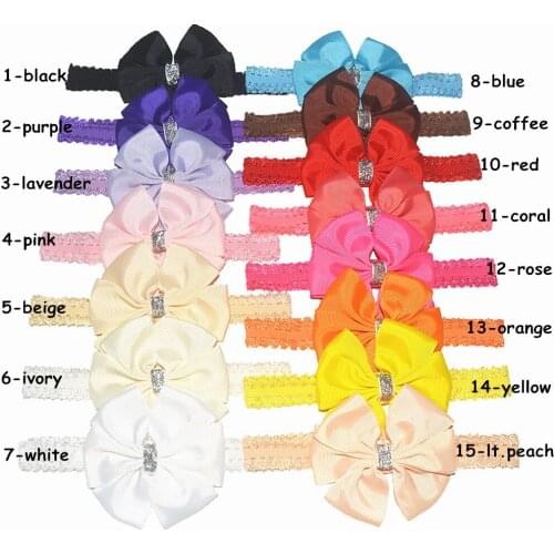 10pcs/lot , 9cm ribbon bow , satin bow , grosgrain hair bow with elastic for girls headbands hair accessories