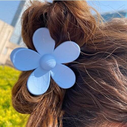 2020 Fashion Big Blue Flower Plastic Hair Claws Pink Acrylic Hair Clip Claw Hairdressing Tool Hair Accessories for Women party