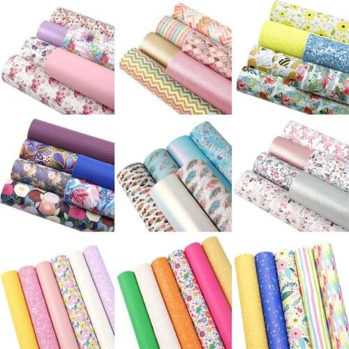 4-6pcs/set 20*33cm Summer Flower Synthetic Leather Patchwork For Hair Bow Handbags Phone Case DIY Accessories,1Yc18448