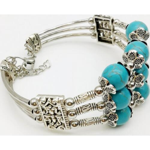 5 PCS three rows of hoard of Tibetan silver bracelet bangle bracelet DIY manual