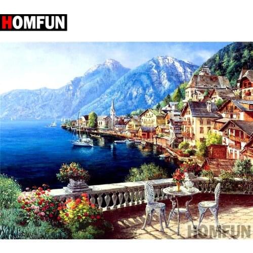 HOMFUN Full Square/Round Drill 5D DIY Diamond Painting "House landscape" Embroidery Cross Stitch 5D Home Decor Gift A16977