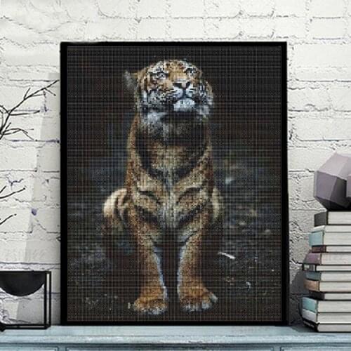 Tiger Beast Needlework Diamond Painting Cartoon Diamond Embroidery Full Round Craft Cross Stitch Home Wall Decor
