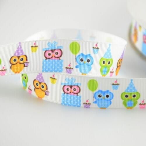 Free shipping 7/8" 22 mm width present and cake owls designs 100% polyester for craft decoration gifts clothing accessory