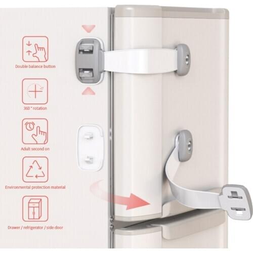 Child Safety Lock Multifunctional Refrigerator Drawer Lock Double Snap Button Baby Safety Supplies Cabinet Door Lock