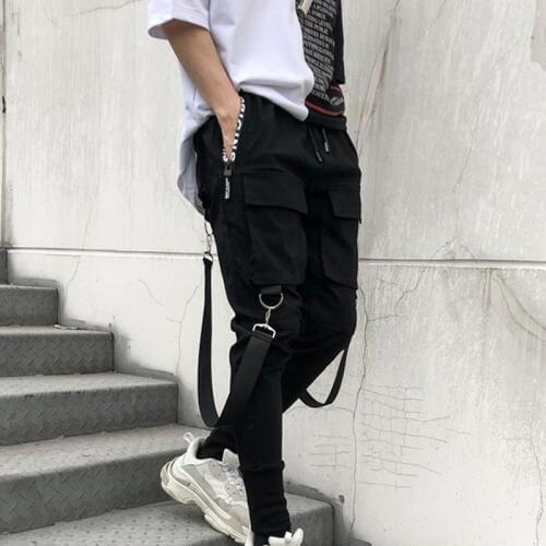 Novel ideas Men High Street Fashion Casual Pants Ribbon Splice Harem Pant Male Hip Hop Trousers Jogger Sweatpants US Size